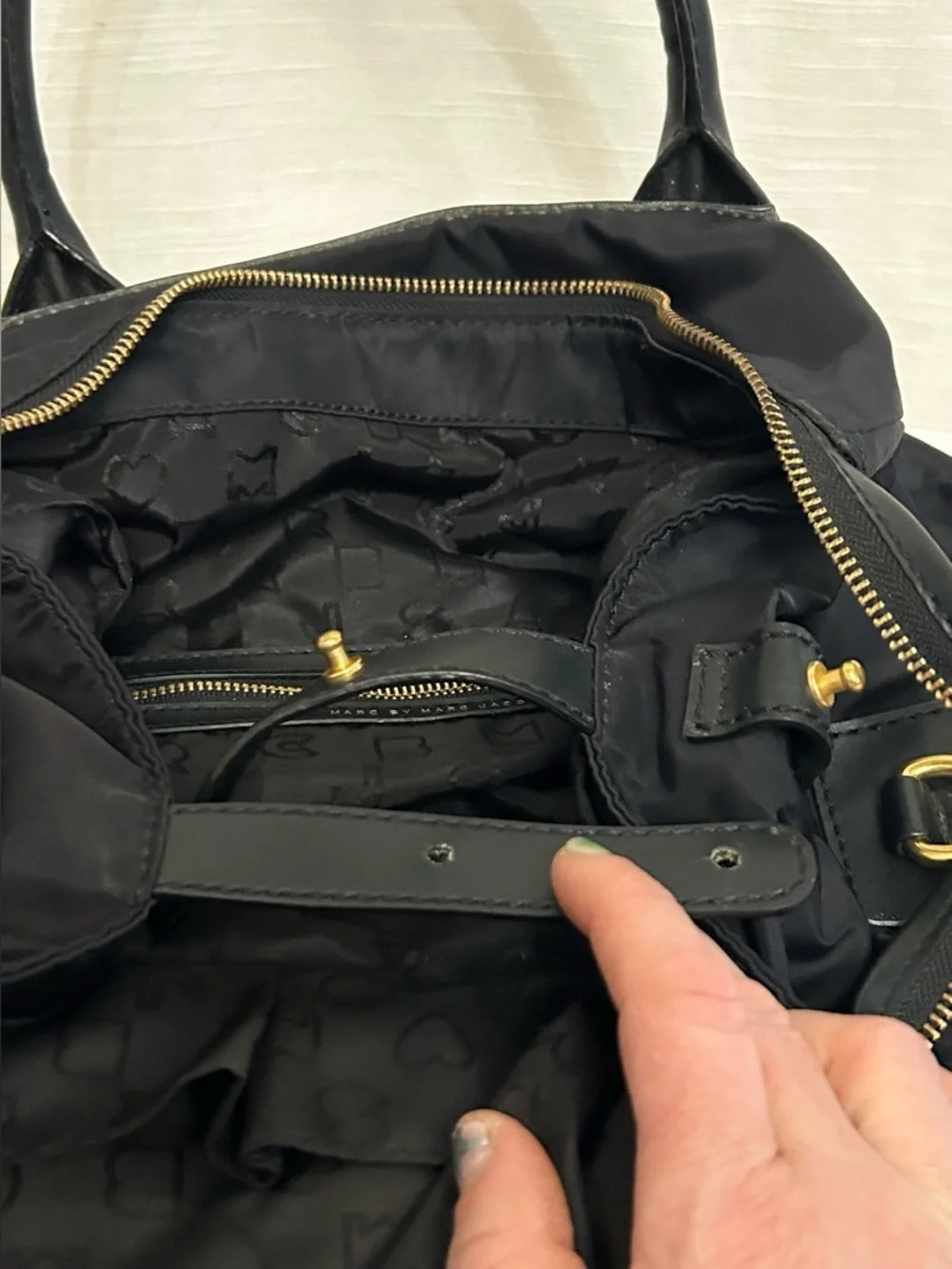 Marc by Marc Jacobs Classic Preppy Minimalist Black Nylon Satchel Bag